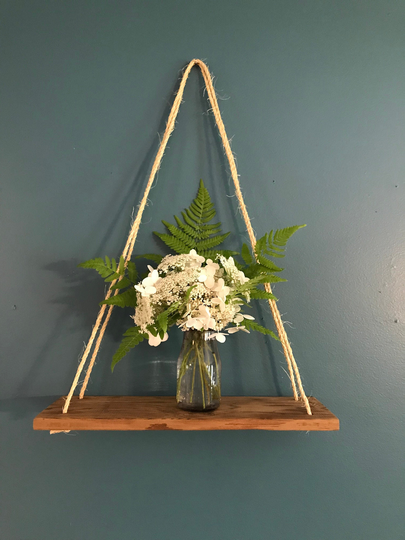 Reclaimed Hanging Wall Window Plant Shelf