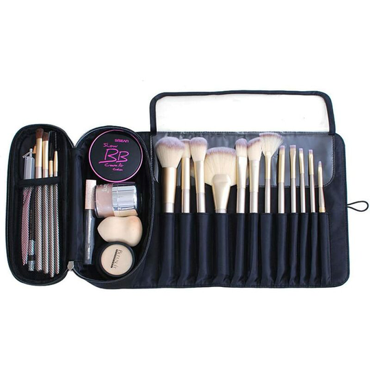 Benobby Kids - Multifunctional Makeup Brush Storage Bag - Toiletry Bag with 12 Pockets Brush Holder Travel Handbag Organizer