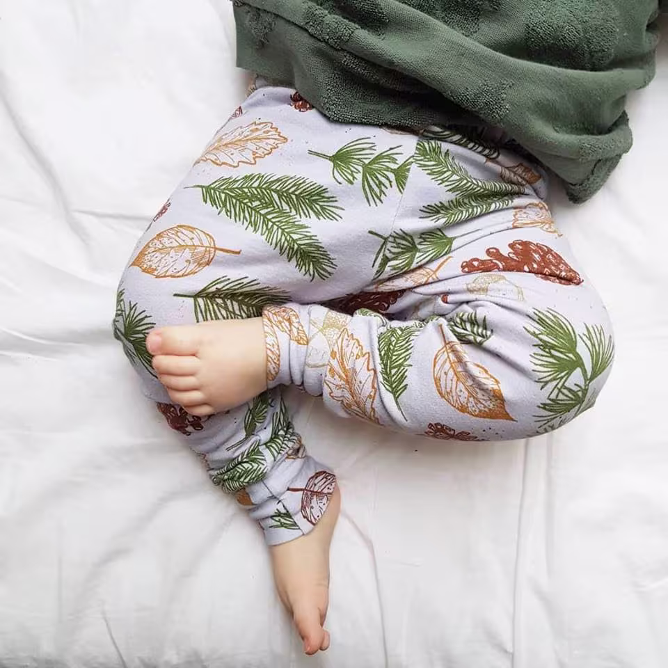 Organic Baby Leggings - Toddler Girls Leaves Thermal Gift Pants Clothing Grey