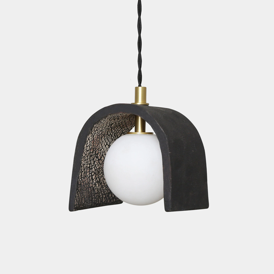 Tansy Minimalist Organic Ceramic Pendant, Black Clay