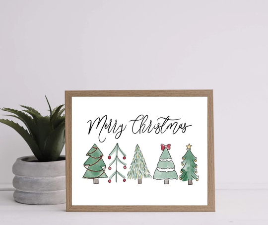 Christmas Art Print/Tree Wall Seasonal Home Decor Holiday 8x10