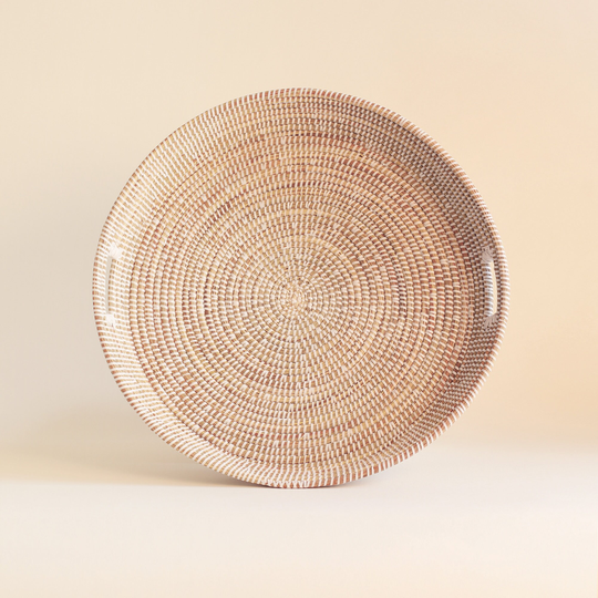Tray African Basket White Medium