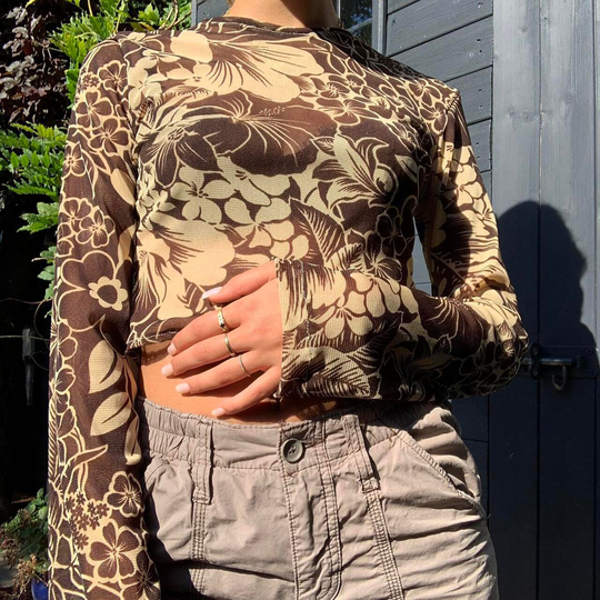 Hibiscus Micromesh Long Sleeve Top