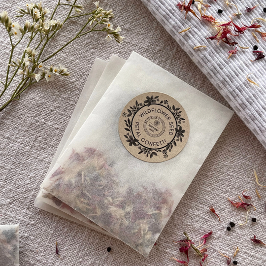 Wedding Favour Seed Packs With Seeds & Biodegradable Confetti | Wildflower Favours For Party Eco-Friendly Pollinator Friendly