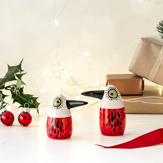 Bird Salt And Pepper Shakers, Red/Blue/Green
