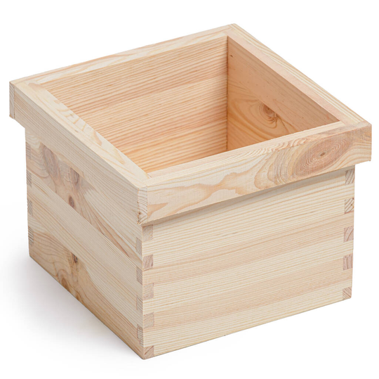 Small Square Wooden Pot
