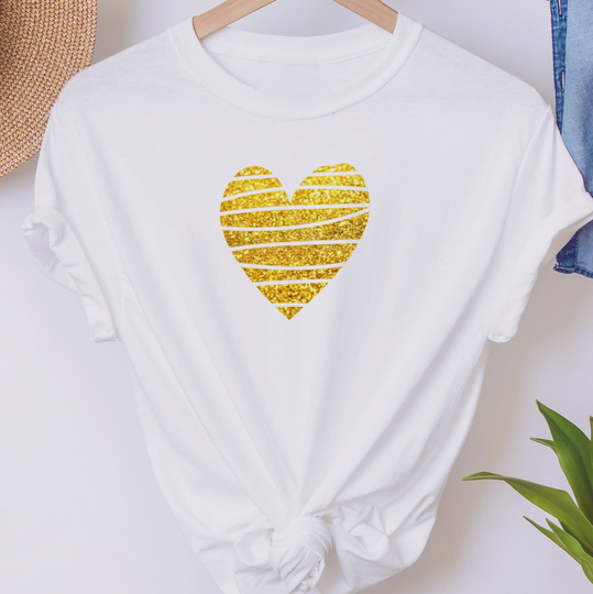 Gold Heart T Shirt, Organic Cotton Tee