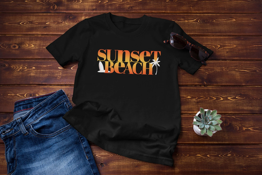 Adult Beach Summer T-Shirt Sunset Vacation Holiday Tshirt Summer 2022 Crew Neck Tshirt