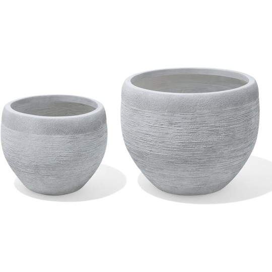 Beliani - Outdoor Plant Pot Planter Set Round Stone uv Resistant White Zakros - White