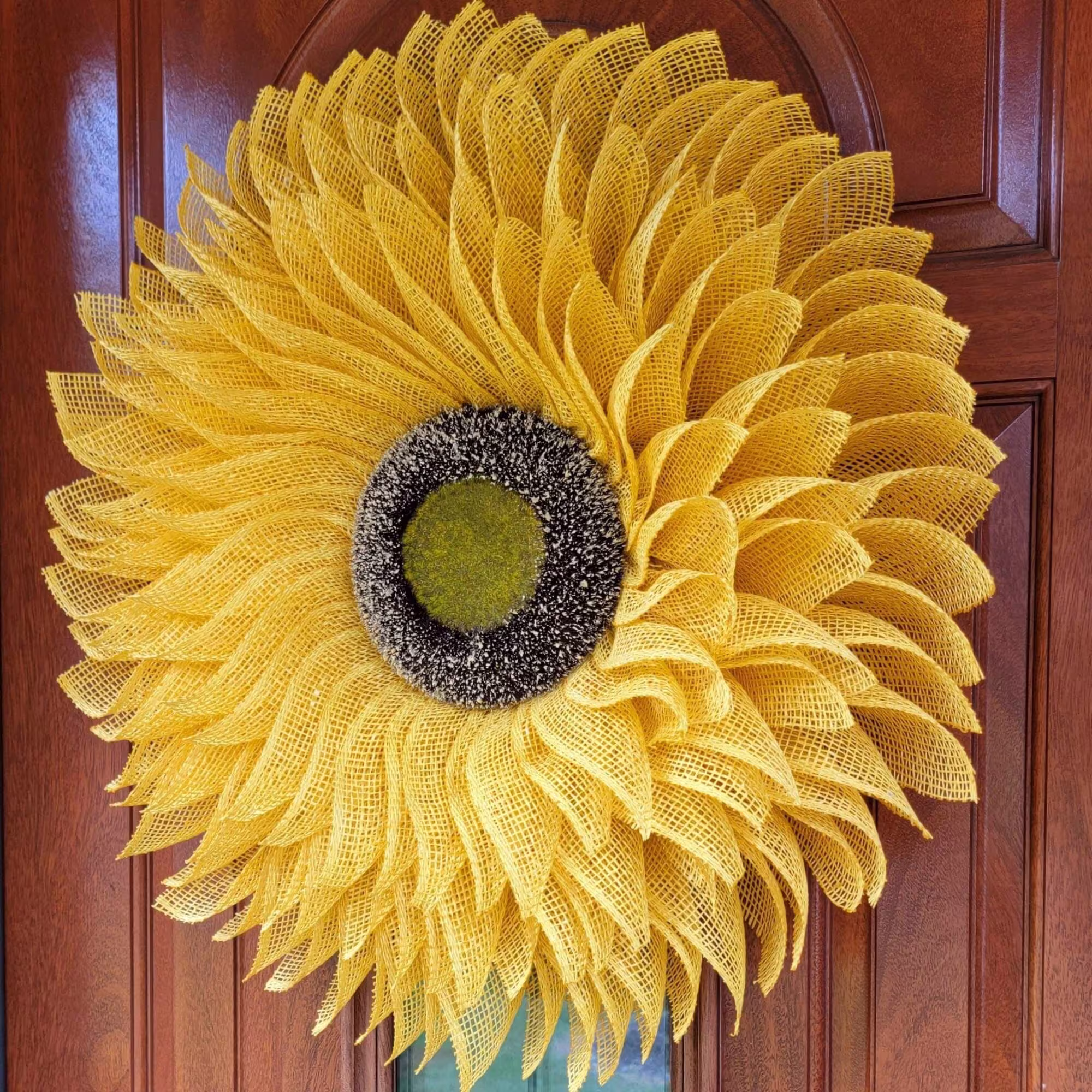 Outdoor Sunflower Yellow Burlap Front Door Porch Flower Wreath For Your Spring Summer Fall Seasonal Decoration Wall Hanger Home Decor Gift