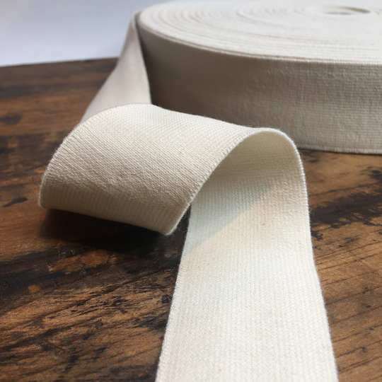 40mm Ecru Organic Elastic - Gots Cotton Flat Soft Elastic, Biodegradable Waistband Environmentally Friendly Natural Rubber