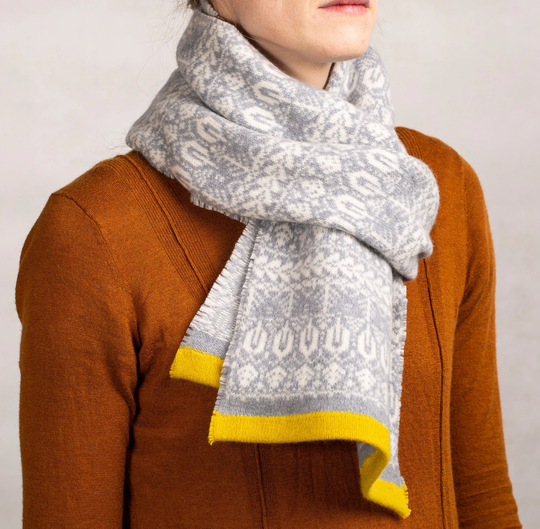 Knitted Seed To Tree Stripe Trim Scarf
