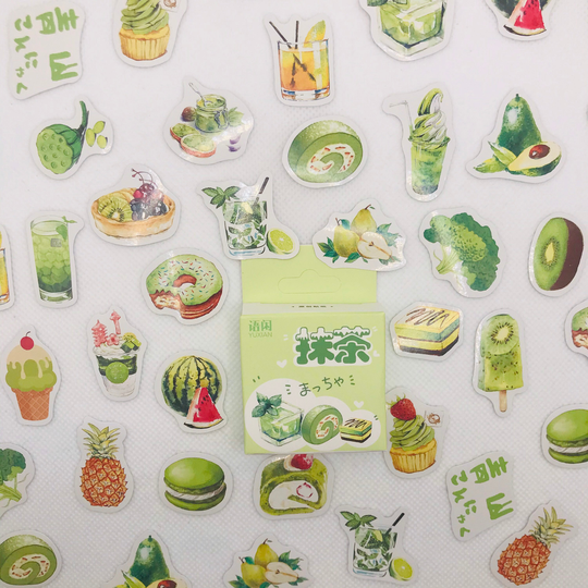 Everything Green Stickers. Matcha Tea, Avocado, Broccoli, Mint, Cupcakes