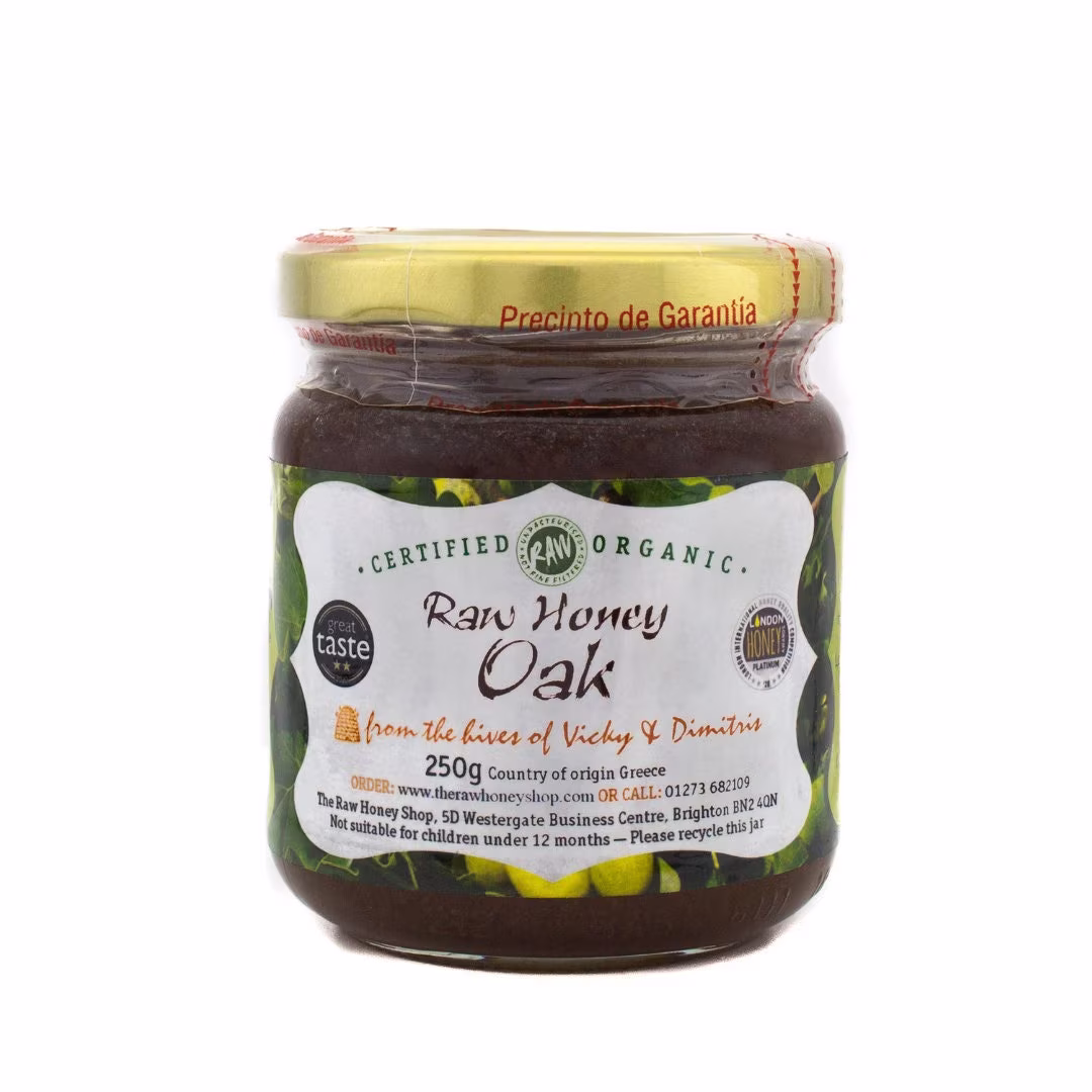Award Winning Raw Greek Organic Oak Honey - Pure, Single Source, Unprocessed & Unheated | 250G