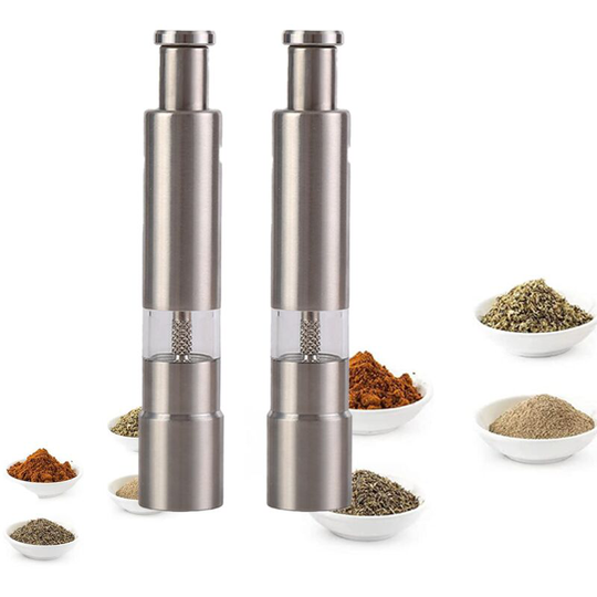 Stainless Steel Salt Grinder & Pepper Mill Set for Peppercorns Sea Salt Himalayan Salt and Spices