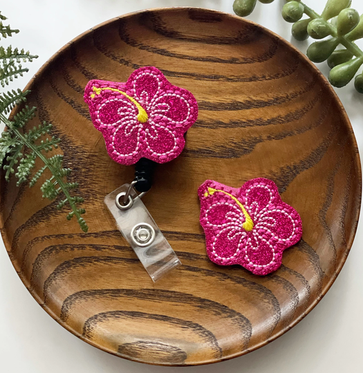 Hibiscus Flower Badge Reel - Nurse Holder Summer