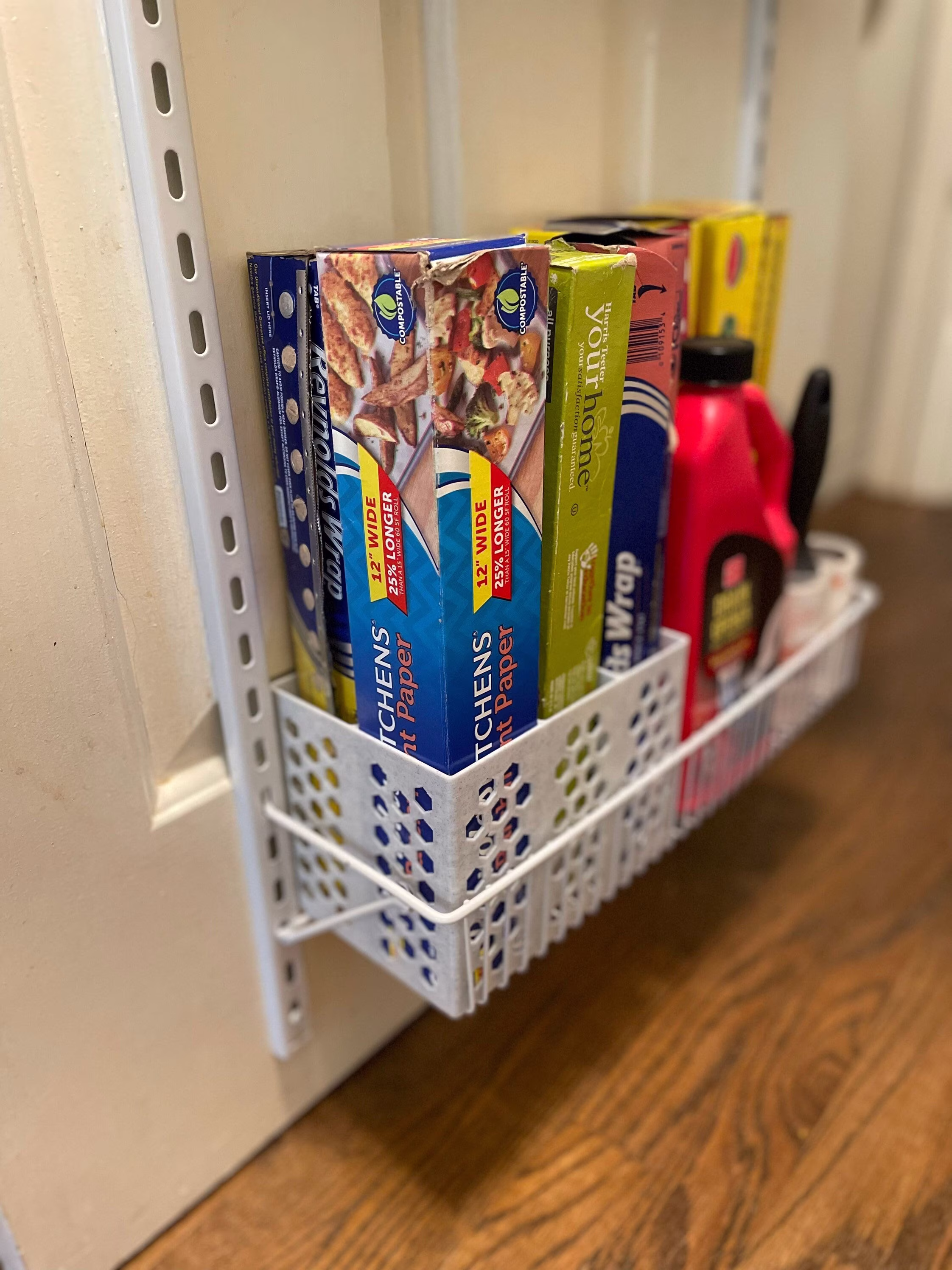 standing Pantry Organizer For Saran Wrap, Foil, Parchment, Pasta Boxes & More
