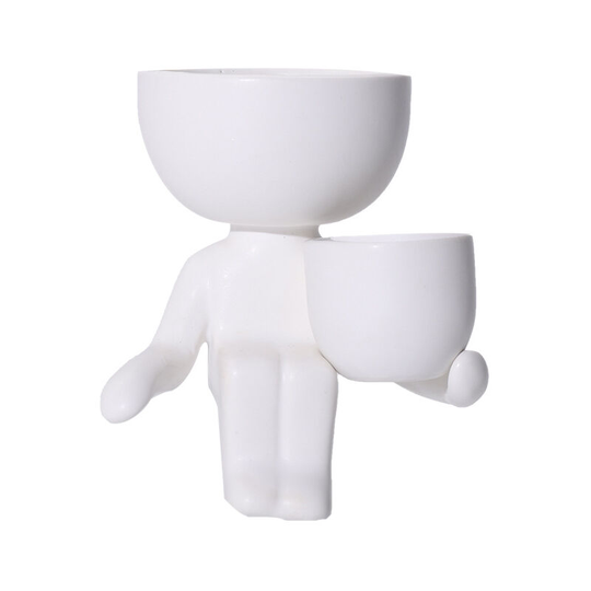 Betterlifegb - Flower Pot Stand Rack Shelf Balcony Plants Holder Windows,Creative Sitting Human Ceramic Flower Pot Shaped Mini Plant Planters Pot