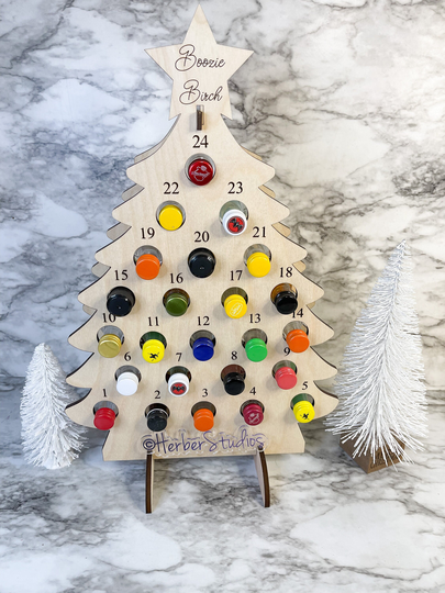 Adult Advent Calendar ~ Boozie Birch Alcohol Liquor Christmas Shots Tipsy Holiday Herber Studios Personalize High Quality