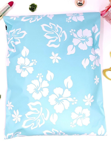 10x13 Blue Hibiscus Poly Mailers Qty 40