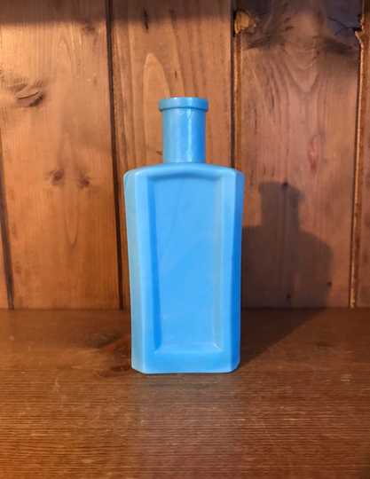 Lovely Vintage Rare Blue Milk Glass Bottle