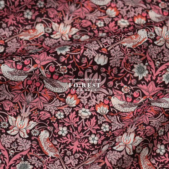 Liberty Of London | Organic Tana Lawn Cotton Fabric - Strawberry Thief Wine 50cm