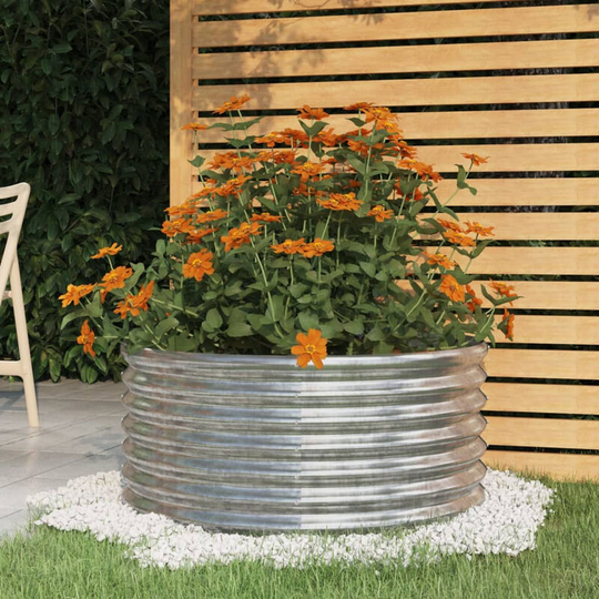 Asupermall - Garden Planter Powder-coated Steel 80x80x36 cm Silver