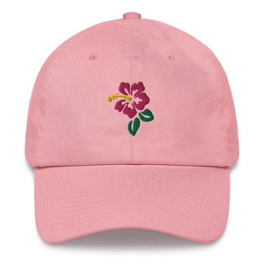 Hibiscus Flower Embroidered Baseball Dad Hat, Aloha Hat, Hawaiian Hawaii Hats, Beach Hat, Hibiscus Flamingo Pink Hat