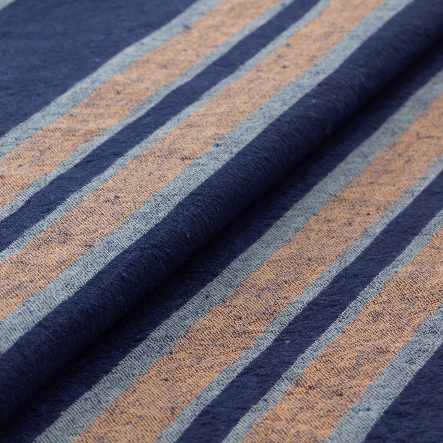 Plants Dyed Fabric By The Yard, Stripe Fabric, Multicolor Futo | Thick Stripes Japanese Cotton Fabric By Yard