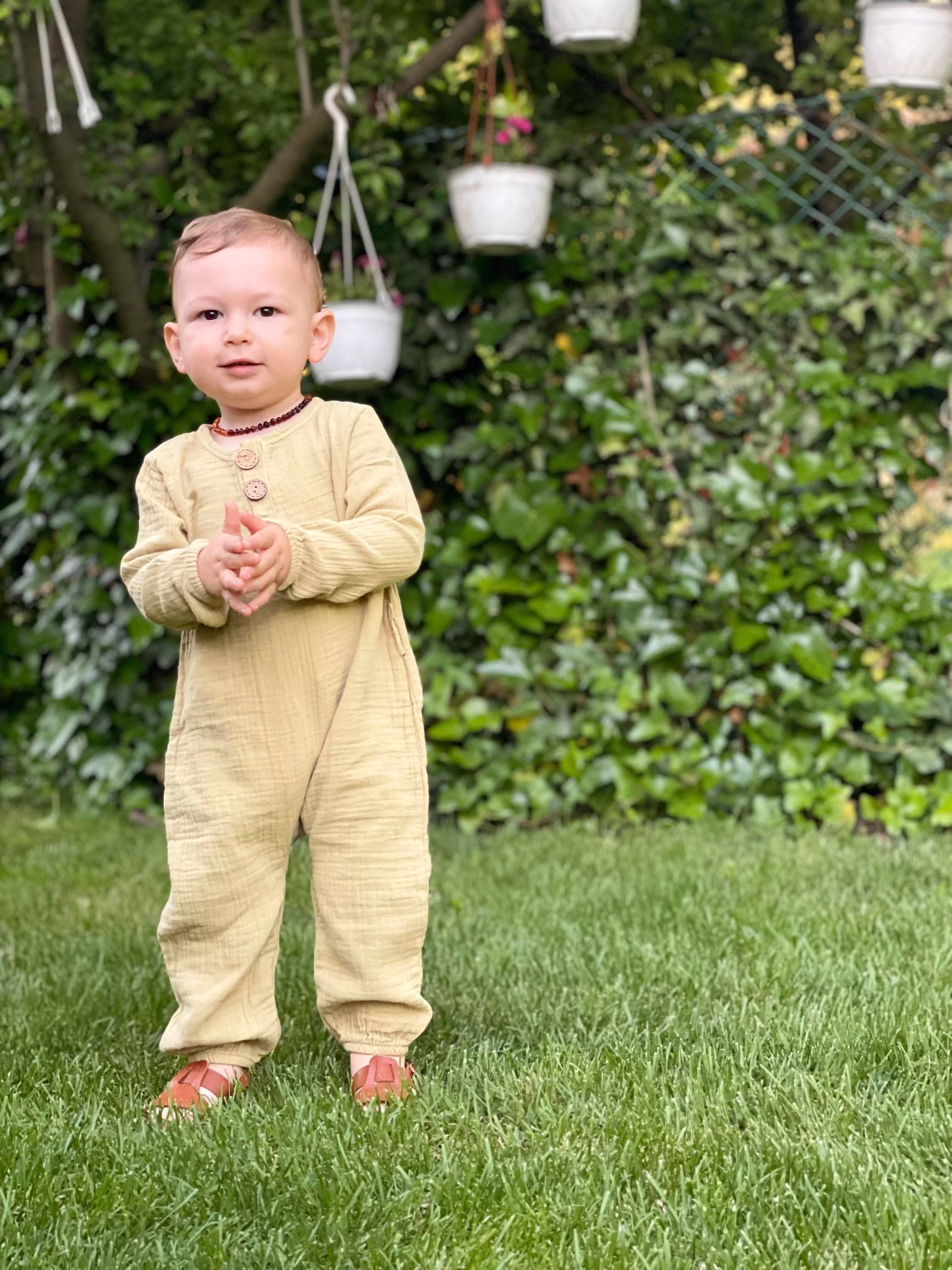 Natural Dyeing Organic Muslin Baby Rompers, Boho Clothes