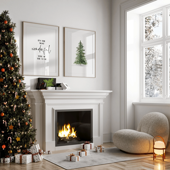 Christmas Prints Set Of 2 | Wall Art Decor Xmas Decoration Seasonal Home Tree Watercolour Winter