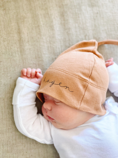 Custom Organic Knotted Baby Hat - Newborn Hat, Gift, Shower, Baby, Gender Neutral