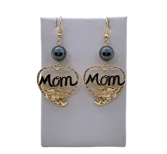 Mom Heart Hibiscus Flower With Shell Pearls Hamilton Gold Earring Or Necklace