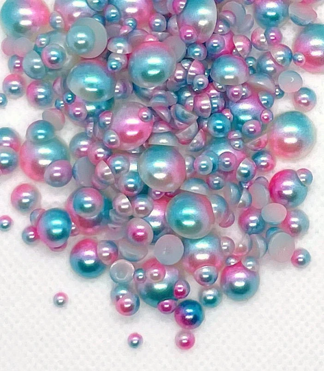 Pixie Powder Flatback Half Round Faux Pearl Resins Mixed Sizes 3/4/5/6/8/10mm, Flatback, Cabochon, Embellishments
