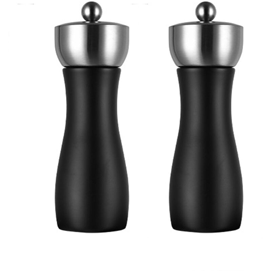 Salt and Pepper Grinder Set Unique Black & White Seasoning Mills ,Modern Kitchen Tools 6 inch two color boxes
