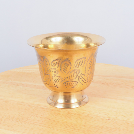 Flower Pot/Vase || Vintage Solid Brass Handmade Engraved Floral Ornaments Marked - Irena Series
