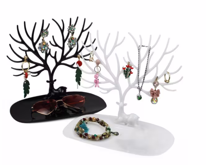 Black White Earing Organizer-Earing Holder-Jewelry Holder-Jewelry Organizer - Jewelry Organizer With Tray -Tree Stand