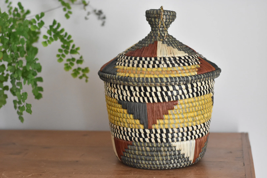 Ugandan Storage Baskets | Ethnic Lidded Baskets, Ethical African Basket With Lid