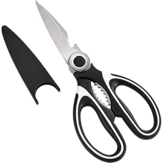 Aougo - Stainless Steel Kitchen Scissors with Cover Sharp Blade Left Right Hand Scissors Heavy Duty Kitchen Scissors for Food Nuts Chicken Poultry
