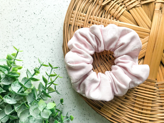Pinky Promise Smiley Organic Scrunchie/Cotton Knit Handmade Hair Accessory Tie Soft Fabric Style