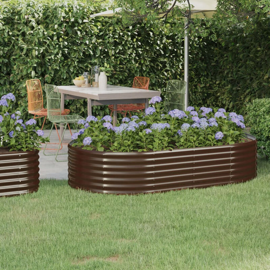 Asupermall - Garden Planter Powder-coated Steel 175x100x36 cm Brown