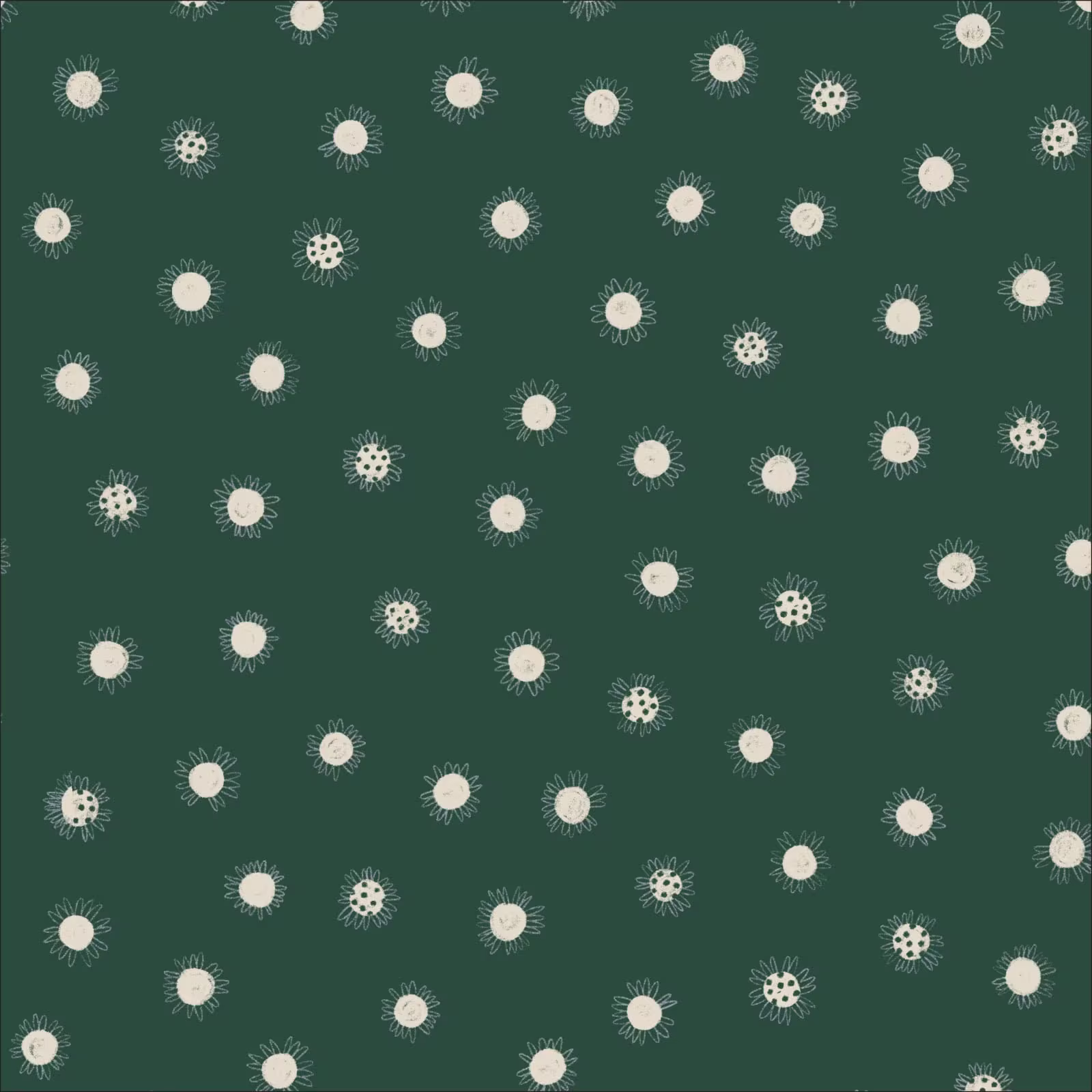 Bloom Together By Meenal Patel, Organic Cotton, Daisy Dot in Green, Cloud 9 Fabric, Sold The Half Yard