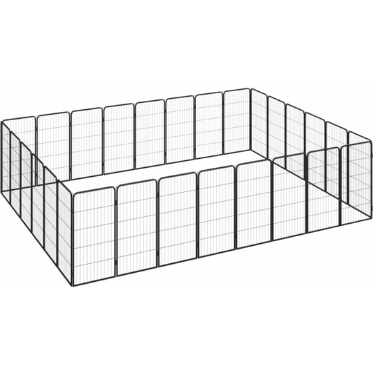 28-Panel Dog Playpen Black 50x100 cm Powder-coated Steel Vidaxl Black