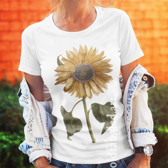 Sunflower | C1693 - Unisex Organic T-Shirt, Vintage Style Botany T-Shirt