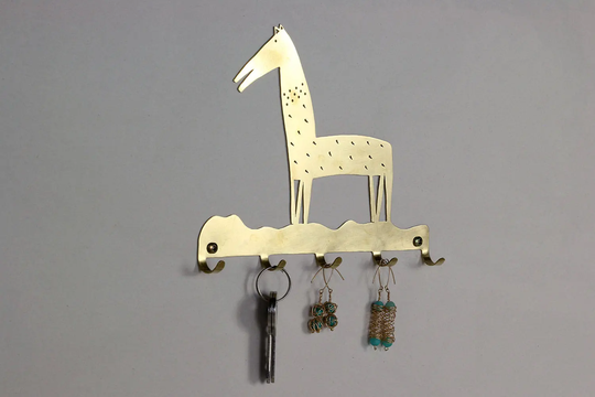 Gift For Him, Key Rack Holder Wall, Organizer Keys, Brass Horse Silhouette, Wall Hanging Art, Lover