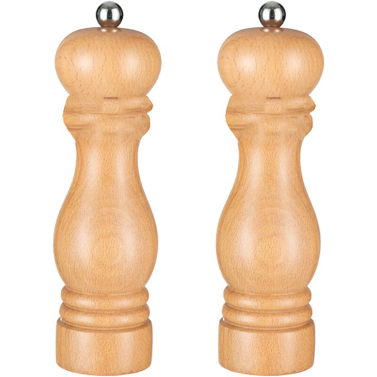 Salt and Pepper Grinder Wooden Pepper Mill Grinder Salt Pepper Shakers with Adjustable Ceramic Rotor 2pcs log color