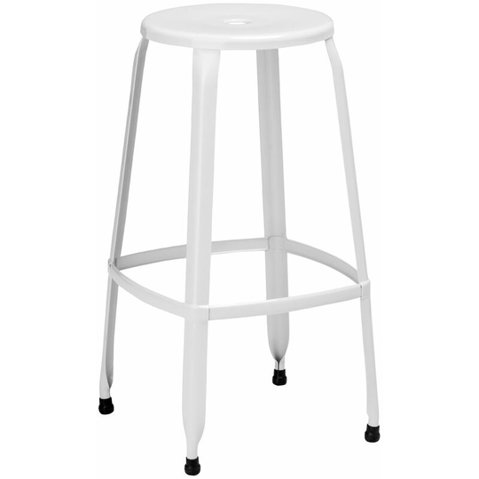 White Powder Coated Metal Disc Stool - Premier Housewares