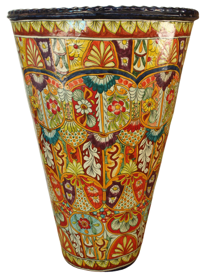 Mexican Talavera Round Huge Planter - Floral