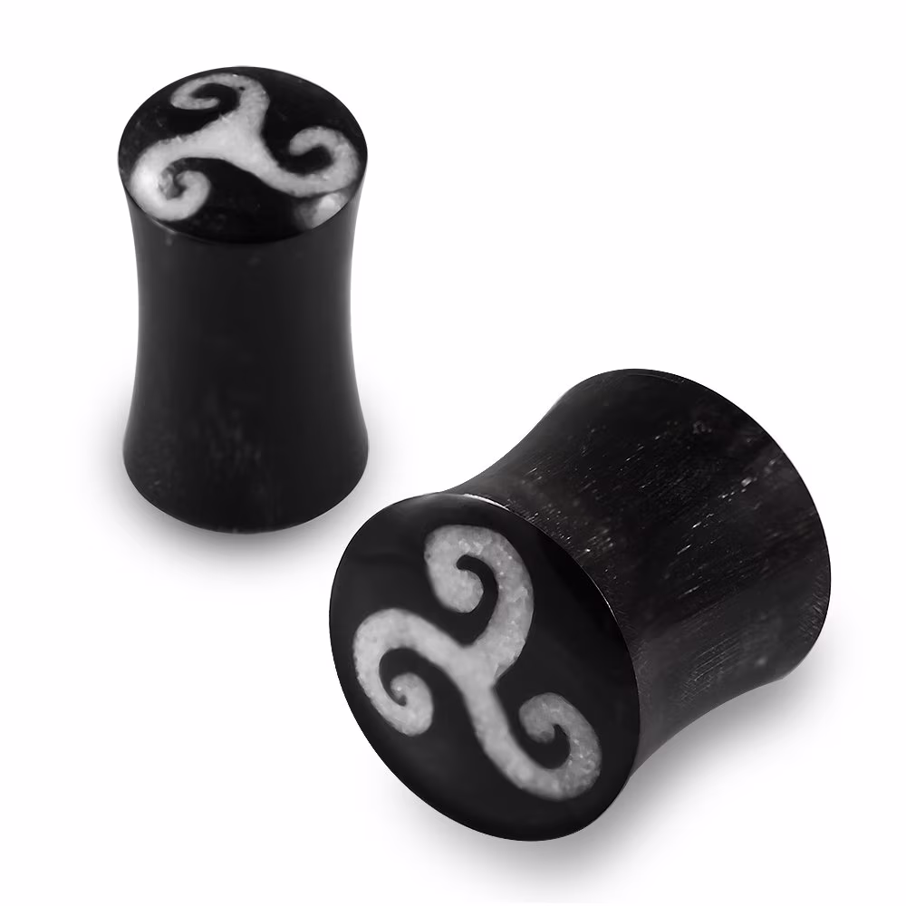 Triskelion Horn Plugs - Organic Gauges | Price Per Piece Only -Saddle Ear Plugs & Tunnels | 3mm-10mm