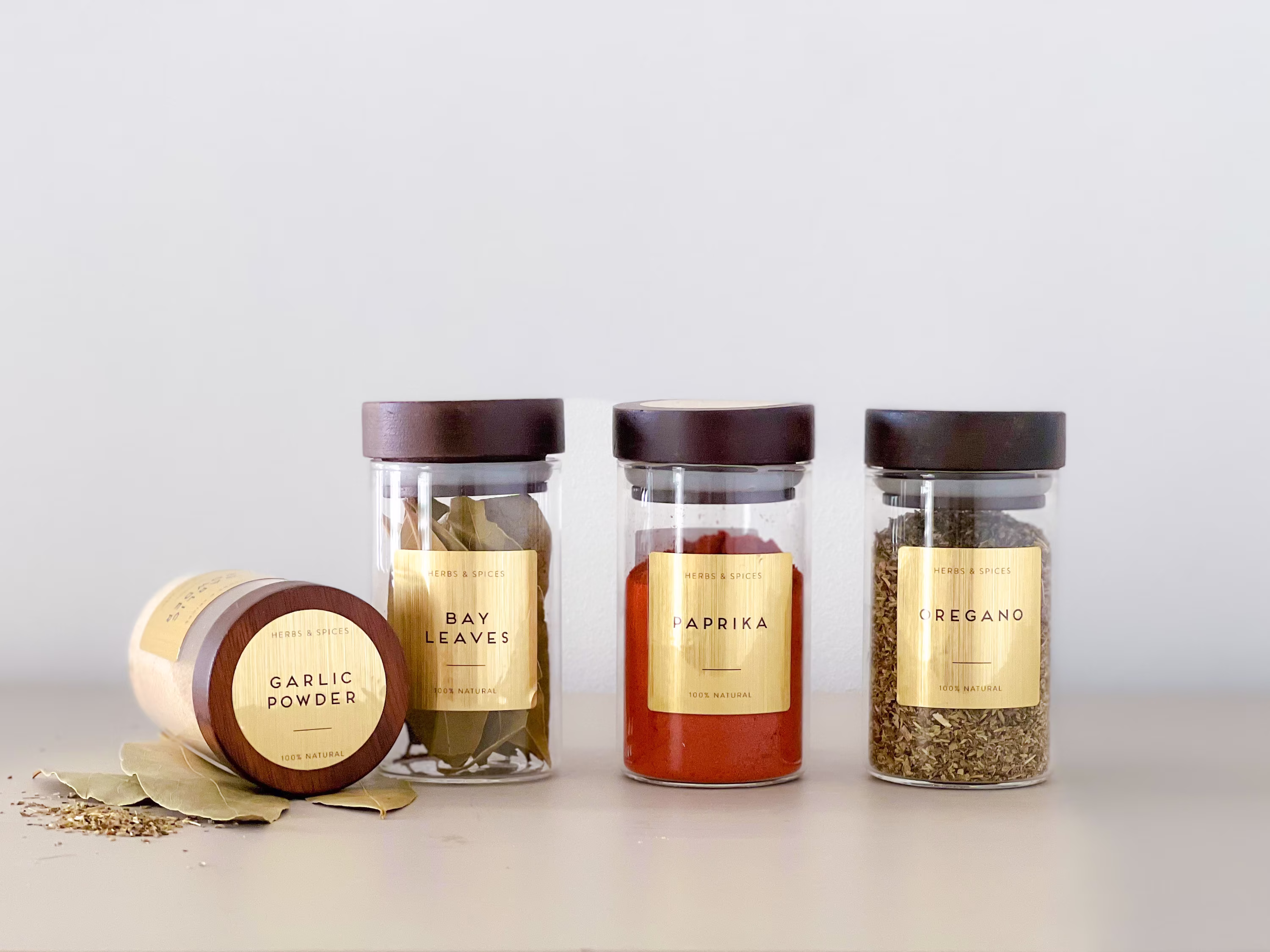 Gold Metallic Herbs & Spice Labels - Custom List Waterproof Labels Water Oil Resistant Custom Sizes